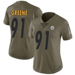 Pittsburgh Steelers #91 Kevin Greene Olive Women's Stitched NFL Limited 2017 Salute to Service Jersey