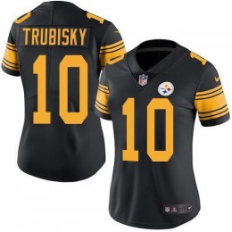 Steelers #10 Mitchell Trubisky Black Women's Stitched NFL Limited Rush Jersey