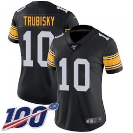 Steelers #10 Mitchell Trubisky Black Alternate Women's Stitched NFL 100th Season Vapor Limited Jersey