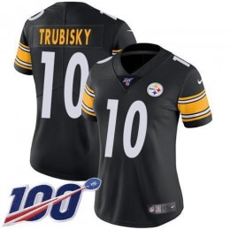 Steelers #10 Mitchell Trubisky Black Team Color Women's Stitched NFL 100th Season Vapor Limited Jersey
