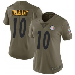 Steelers #10 Mitchell Trubisky Olive Women's Stitched NFL Limited 2017 Salute To Service Jersey