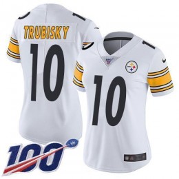Steelers #10 Mitchell Trubisky White Women's Stitched NFL 100th Season Vapor Untouchable Limited Jersey