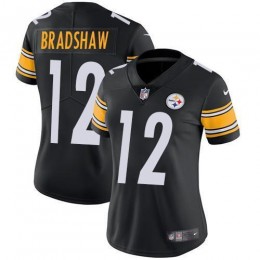Steelers #12 Terry Bradshaw Black Team Color Women's Stitched NFL Vapor Untouchable Limited Jersey