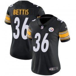 Steelers #36 Jerome Bettis Black Team Color Women's Stitched NFL Vapor Untouchable Limited Jersey