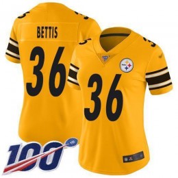 Steelers #36 Jerome Bettis Gold Women's Stitched NFL Limited Inverted Legend 100th Season Jersey