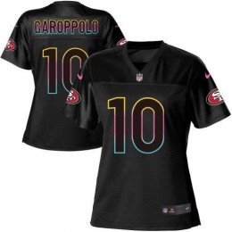 49ers #10 Jimmy Garoppolo Black Women's NFL Fashion Game Jersey