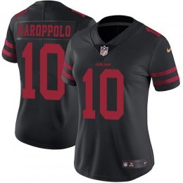 49ers #10 Jimmy Garoppolo Black Alternate Women's Stitched NFL Vapor Untouchable Limited Jersey