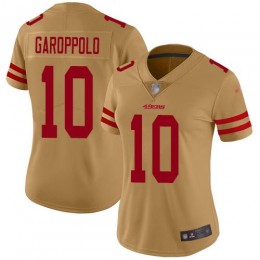 49ers #10 Jimmy Garoppolo Gold Women's Stitched NFL Limited Inverted Legend Jersey