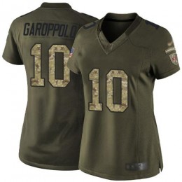 49ers #10 Jimmy Garoppolo Green Women's Stitched NFL Limited 2015 Salute To Service Jersey