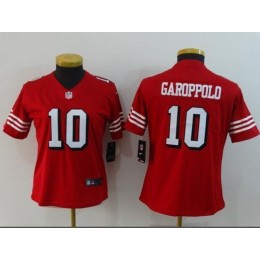 49ers #10 Jimmy Garoppolo Red Team Color Women's Stitched NFL Vapor Untouchable Limited II Jersey