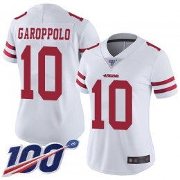 49ers #10 Jimmy Garoppolo White Women's Stitched NFL 100th Season Vapor Limited Jersey
