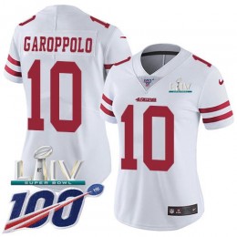 49ers #10 Jimmy Garoppolo White Super Bowl LIV 2020 Women's Stitched NFL 100th Season Vapor Limited Jersey