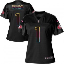 49ers #1 Jimmie Ward Black Women's NFL Fashion Game Jersey