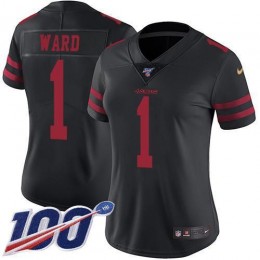 49ers #1 Jimmie Ward Black Alternate Women's Stitched NFL 100th Season Vapor Limited Jersey