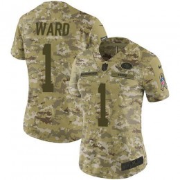 49ers #1 Jimmie Ward Camo Women's Stitched NFL Limited 2018 Salute To Service Jersey