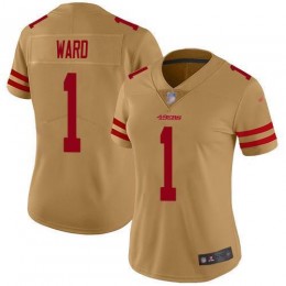 49ers #1 Jimmie Ward Gold Women's Stitched NFL Limited Inverted Legend Jersey