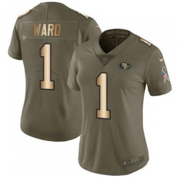 49ers #1 Jimmie Ward Olive/Gold Women's Stitched NFL Limited 2017 Salute To Service Jersey