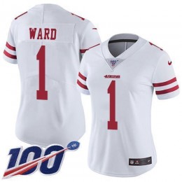 49ers #1 Jimmie Ward White Women's Stitched NFL 100th Season Vapor Limited Jersey