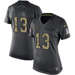49ers #13 Brock Purdy Black Women's Stitched NFL Limited 2016 Salute To Service Jersey