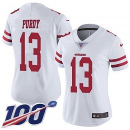 49ers #13 Brock Purdy White Women's Stitched NFL 100th Season Vapor Limited Jersey