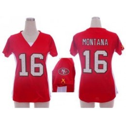 49ers #16 Joe Montana Red Team Color Draft Him Name & Number Top Women's Stitched NFL Elite Jersey