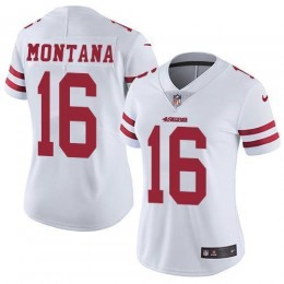 49ers #16 Joe Montana White Women's Stitched NFL Vapor Untouchable Limited Jersey