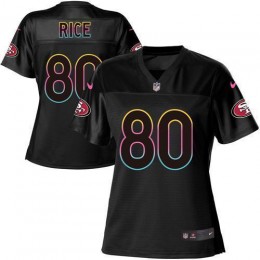 49ers #80 Jerry Rice Black Women's NFL Fashion Game Jersey