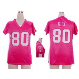 49ers #80 Jerry Rice Pink Draft Him Name & Number Top Women's Stitched NFL Elite Jersey