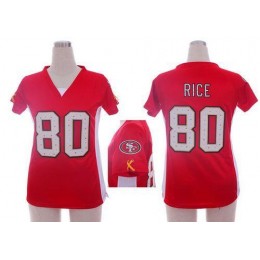 49ers #80 Jerry Rice Red Team Color Draft Him Name & Number Top Women's Stitched NFL Elite Jersey