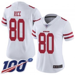 49ers #80 Jerry Rice White Women's Stitched NFL 100th Season Vapor Limited Jersey