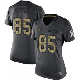 49ers #85 George Kittle Black Women's Stitched NFL Limited 2016 Salute To Service Jersey