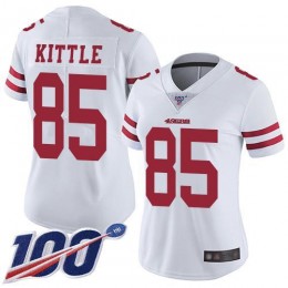 49ers #85 George Kittle White Women's Stitched NFL 100th Season Vapor Limited Jersey