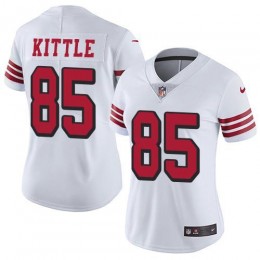 49ers #85 George Kittle White Rush Women's Stitched NFL Vapor Untouchable Limited Jersey