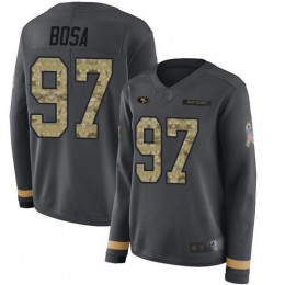 49ers #97 Nick Bosa Anthracite Salute To Service Women's Stitched NFL Limited Therma Long Sleeve Jersey