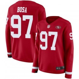 49ers #97 Nick Bosa Red Team Color Women's Stitched NFL Limited Therma Long Sleeve Jersey