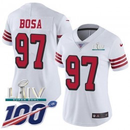 49ers #97 Nick Bosa White Super Bowl LIV 2020 Rush Women's Stitched NFL Limited 100th Season Jersey