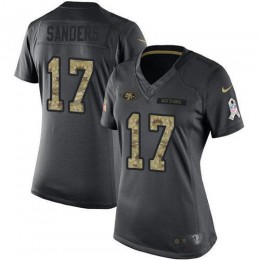 San Francisco 49ers #17 Emmanuel Sanders Black Women's Stitched NFL Limited 2016 Salute to Service Jersey