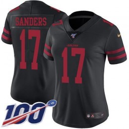 San Francisco 49ers #17 Emmanuel Sanders Black Alternate Women's Stitched NFL 100th Season Vapor Limited Jersey