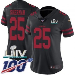 San Francisco 49ers #25 Richard Sherman Black Super Bowl LIV 2020 Alternate Women's Stitched NFL 100th Season Vapor Limited Jersey