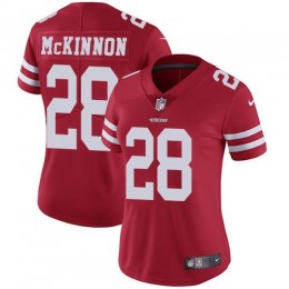 San Francisco 49ers #28 Jerick McKinnon Red Team Color Women's Stitched NFL Vapor Untouchable Limited Jersey