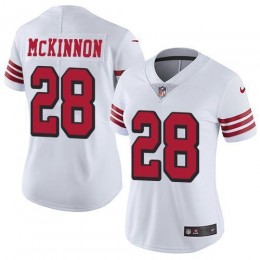 San Francisco 49ers #28 Jerick McKinnon White Rush Women's Stitched NFL Vapor Untouchable Limited Jersey