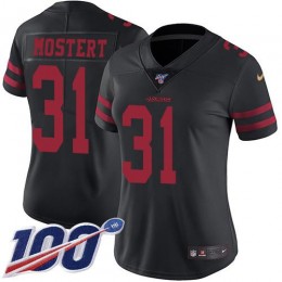 San Francisco 49ers #31 Raheem Mostert Black Alternate Women's Stitched NFL 100th Season Vapor Untouchable Limited Jersey