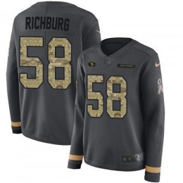 San Francisco 49ers #58 Weston Richburg Anthracite Salute to Service Women's Stitched NFL Limited Therma Long Sleeve Jersey