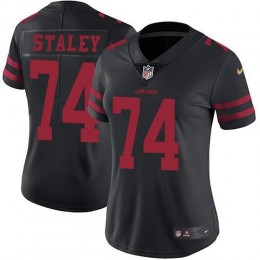 San Francisco 49ers #74 Joe Staley Black Alternate Women's Stitched NFL Vapor Untouchable Limited Jersey