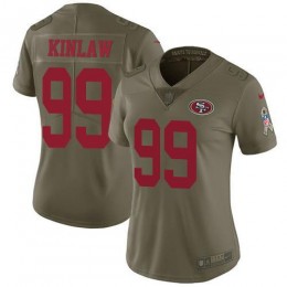 San Francisco 49ers #99 Javon Kinlaw Olive Women's Stitched NFL Limited 2017 Salute To Service Jersey