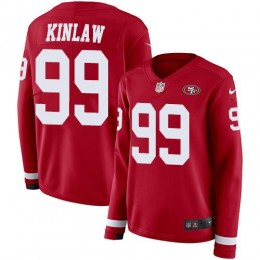 San Francisco 49ers #99 Javon Kinlaw Red Team Color Women's Stitched NFL Limited Therma Long Sleeve Jersey
