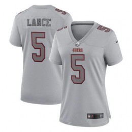 San Francisco 49ers #5 Trey Lance Women's Gray Atmosphere Fashion Game Jersey