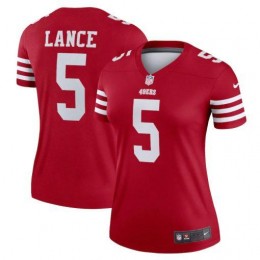 San Francisco 49ers #5 Trey Lance Scarlet Women's 2022-23 NFL Legend Jersey