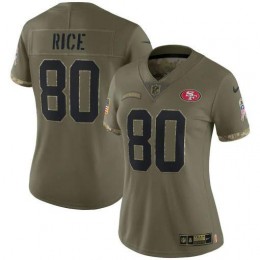 San Francisco 49ers #80 Jerry Rice Women's 2022 Salute To Service Limited Jersey-Olive