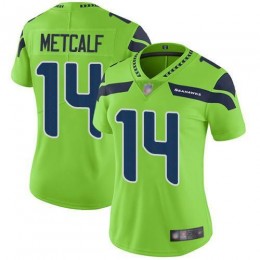 Seahawks #14 D.K. Metcalf Green Women's Stitched NFL Limited Rush Jersey